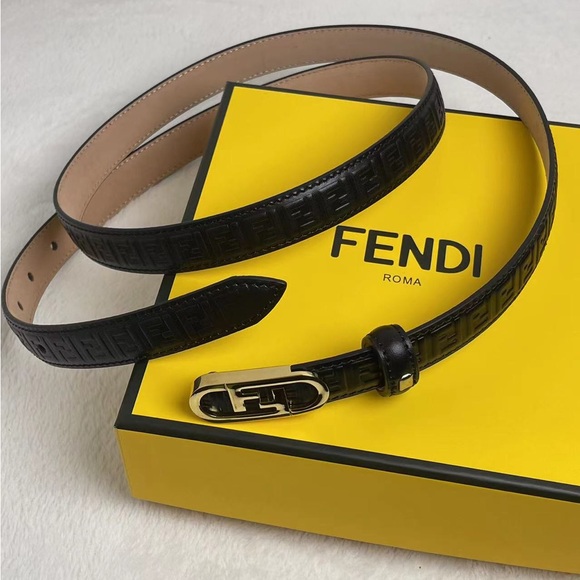 Fendi Accessories - Fendi Black Embossed Leather Belt